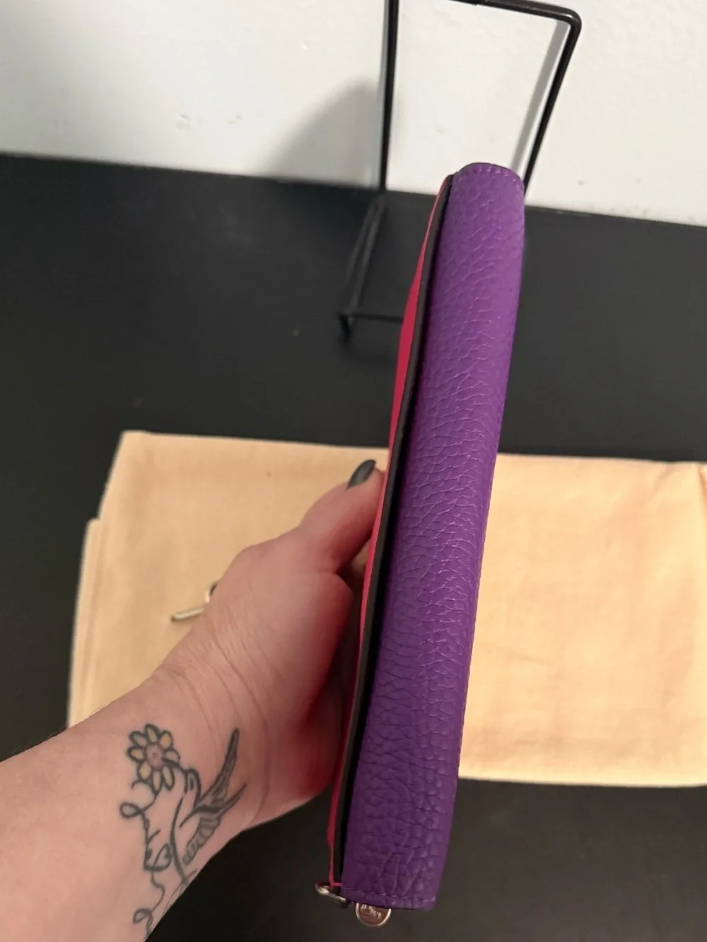 Dior Colorblock Purple & Pink Leather wallet with Dior Charm! Full inclusion!